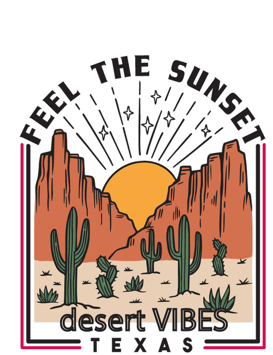 Feel The Sunset Desert Western Badge Mug