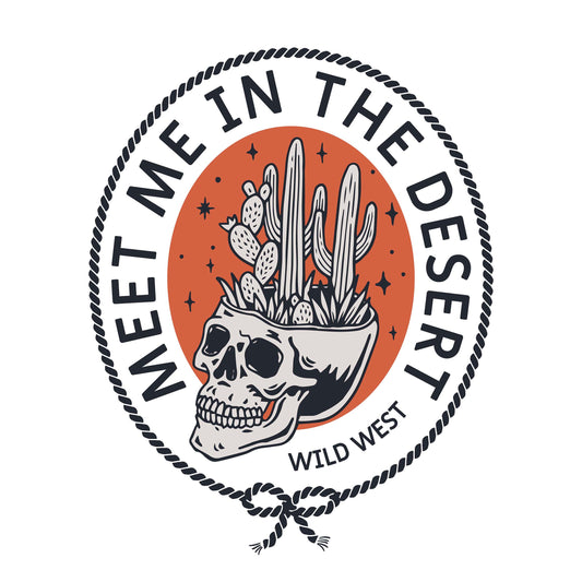 Meet Me In The Desert Skull Cactus Western Badge Mug