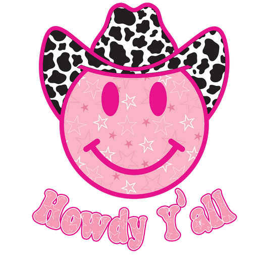 Howdy Y'all Smiley Face Western Graphic Coaster