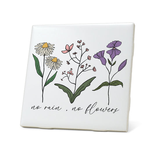 No rain no Flowers Graphic Coasters