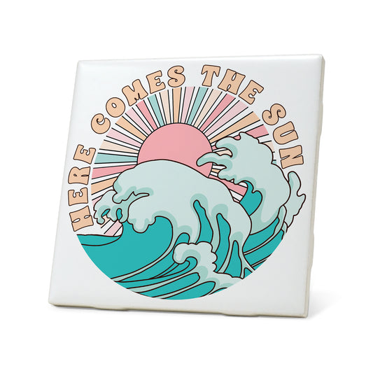 Here comes the sun waves Graphic Coasters