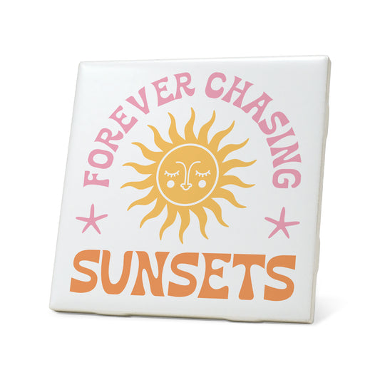 Forever chasing sunsets Graphic Coasters