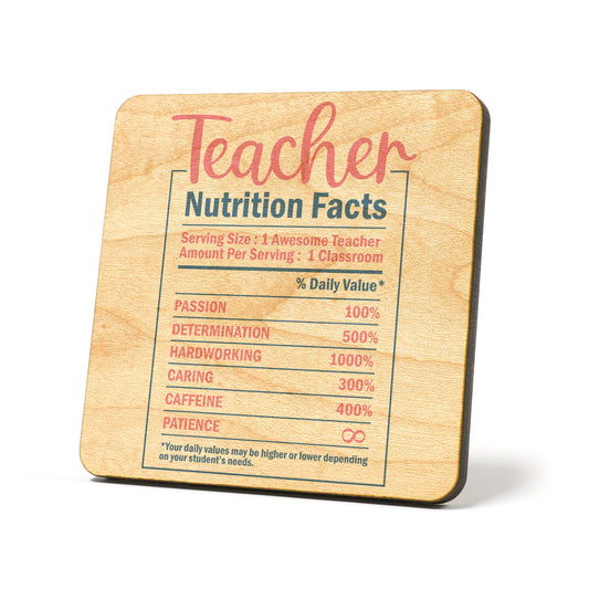 Teacher nutrition facts Graphic Coasters