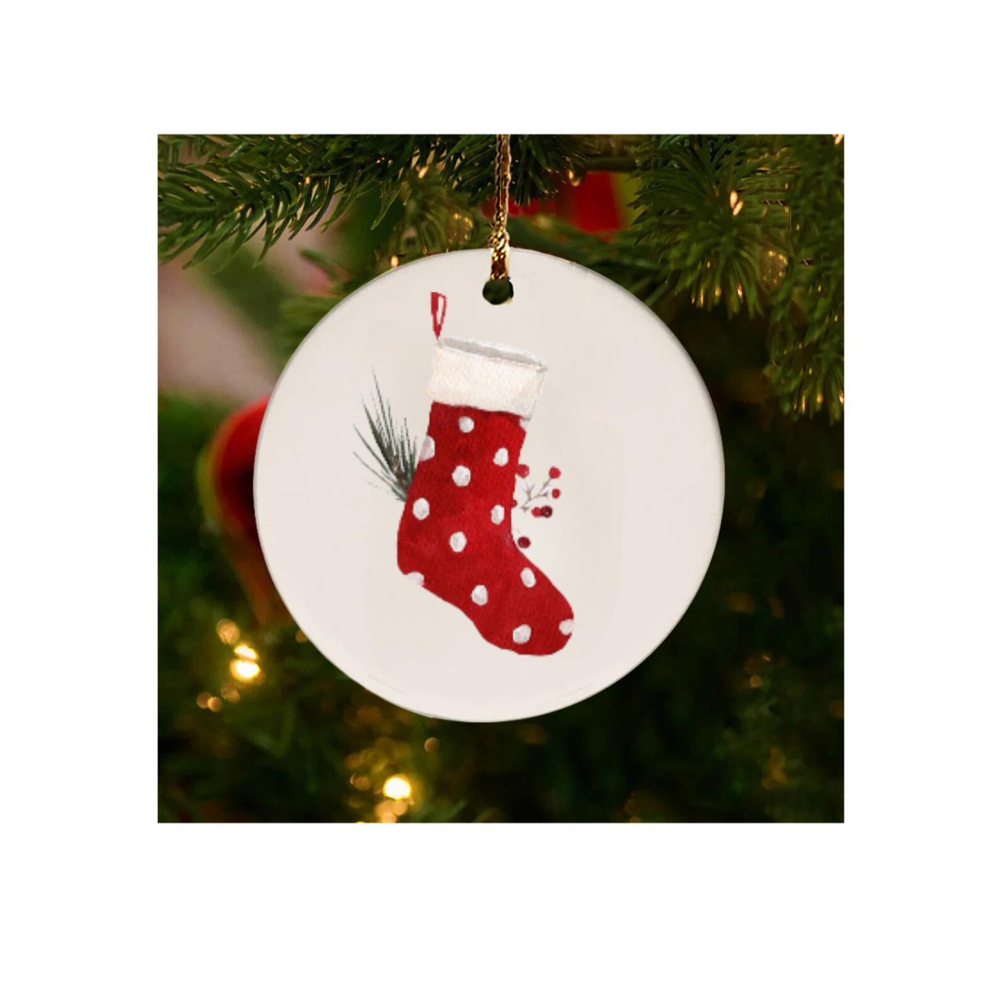 Red Polka Dot Stocking Ornament