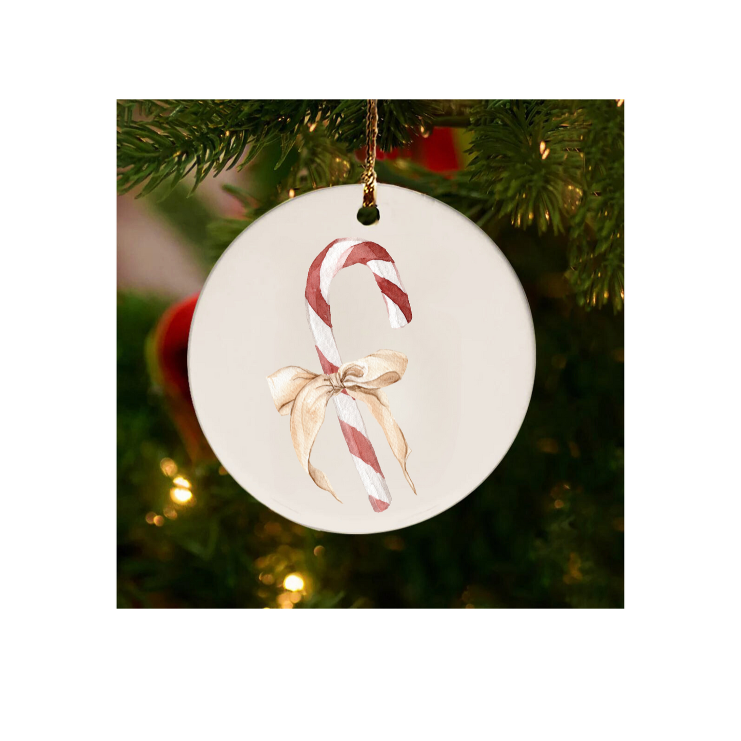 Candy Cane Bow Ornament