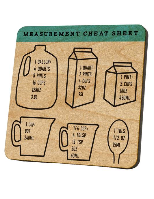 Measurement Cheat Sheet (Light) NO RED Dishwasher Magnet