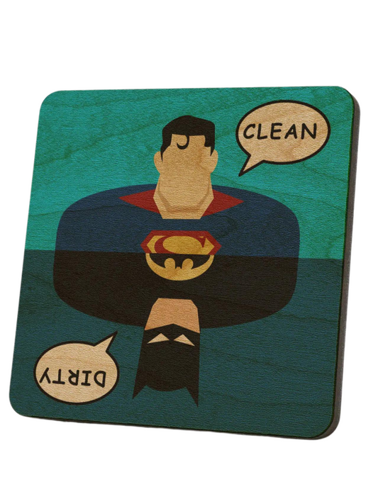 Superman/Batman Dirty Clean Dishwasher Magnet