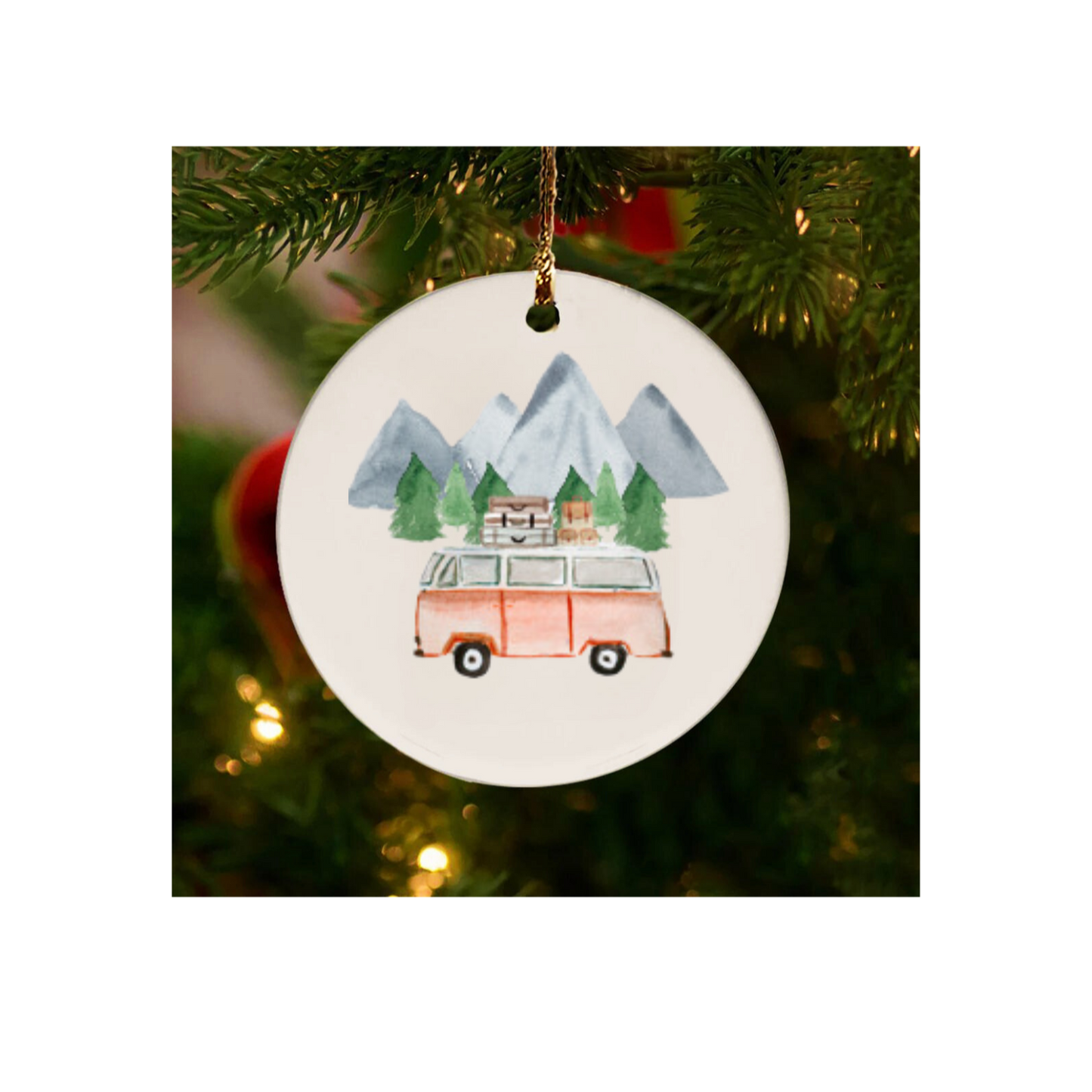 Mountain Getaway Red Ornament