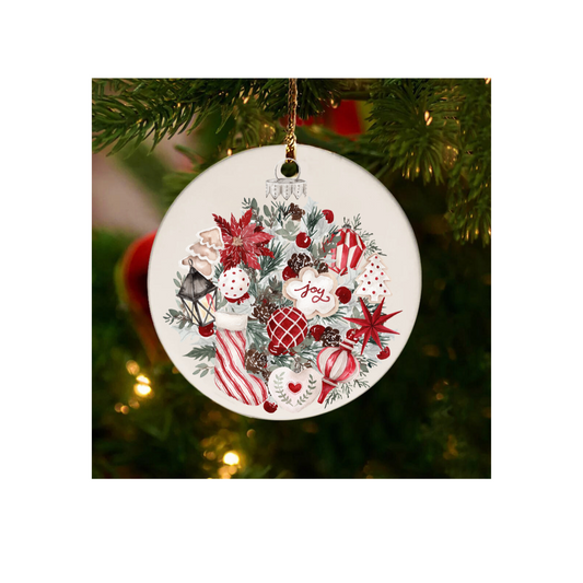 Crimson and Cream Christmas Ornament