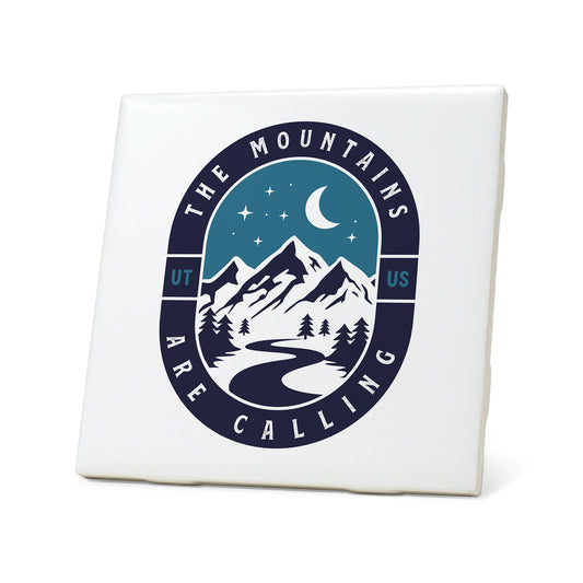 Mountains Are Calling Nighttime Badge Coaster