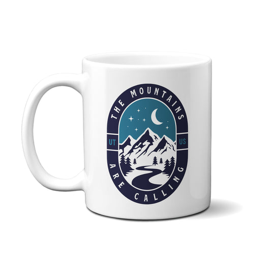 Mountains Are Calling Nighttime Badge Mug