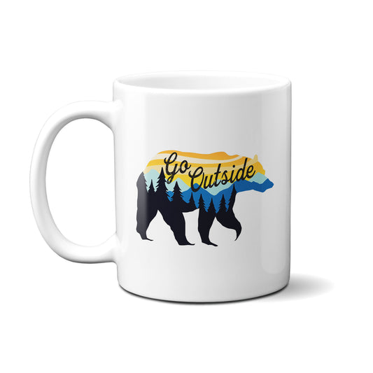 Go Outside Bear Badge Mug