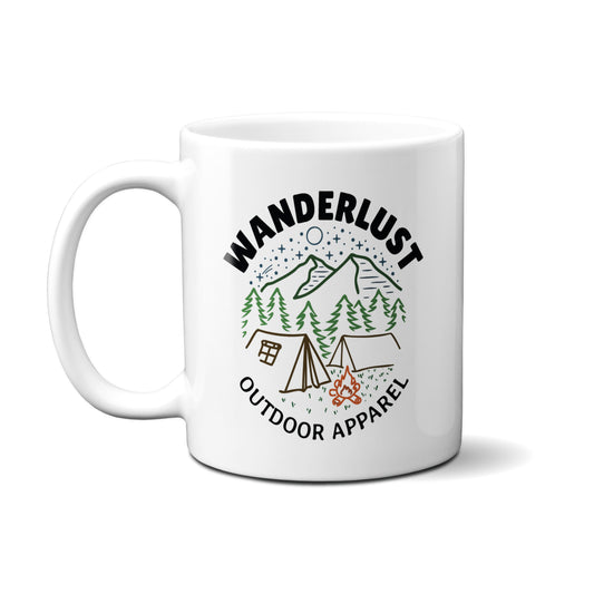 Wanderlust Outdoor Apparel Badge Mug